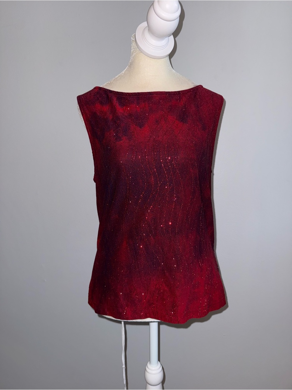 Studio Y Red Sleeveless Sparkle Tank